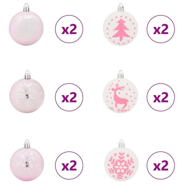 Weihnachtskugel-Set 40 stk. Weiß und Rosa Ø 6 cm Kunststoff