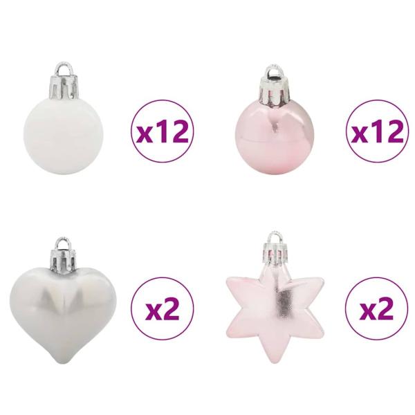 Weihnachtskugel-Set 40 stk. Weiß und Rosa Ø 6 cm Kunststoff