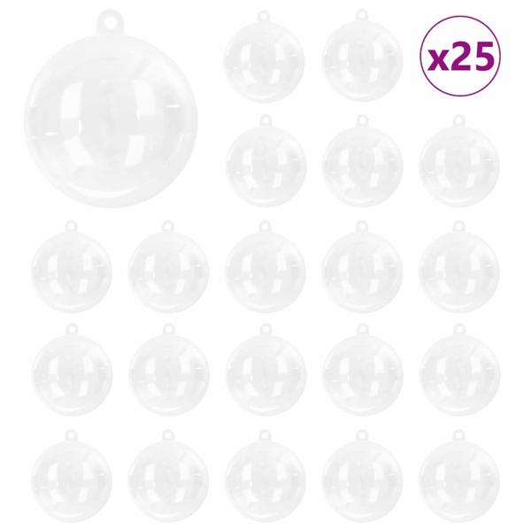 Weihnachtskugel-Set 25 stk. Transparent Ø 8 cm Kunststoff