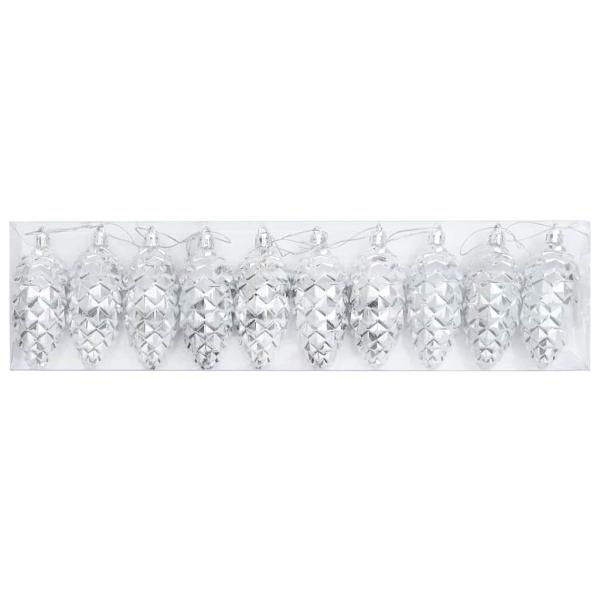 Weihnachts-Tannenzapfen Ball 40 Stk. Silber 4 x 9 cm Kunststoff
