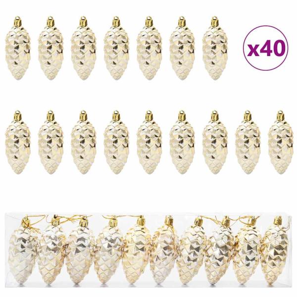 Weihnachts-Tannenzapfen Ball 40 stk. Gold 4 x 9 cm Kunststoff
