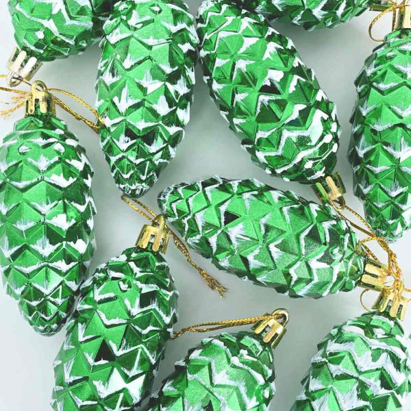 Weihnachts-Tannenzapfen Ball 40 stk. Grün 4 x 9 cm Kunststoff