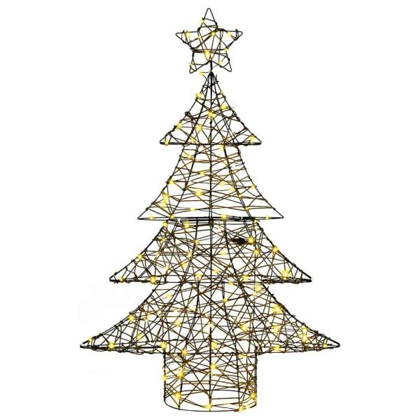 Weihnachtsbaum mit 120 LEDs Warmweiß 150 cm Rattan
