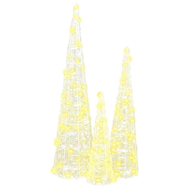 Weihnachtsbaum 3 Stk. Warmweiß 20 x 20 x 80 cm Acryl 90 LEDs