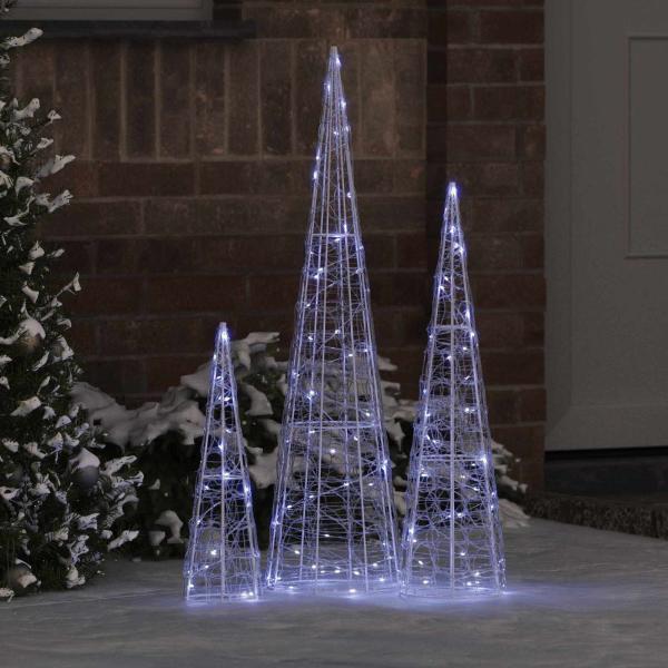 ARDEBO.de - Weihnachtsbaum 3 stk. 90 LEDs Kaltweiß 20 x 20 x 80 cm Acryl