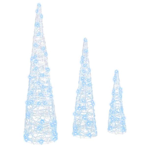Weihnachtsbaum 3 stk. 90 LEDs Kaltweiß 20 x 20 x 80 cm Acryl