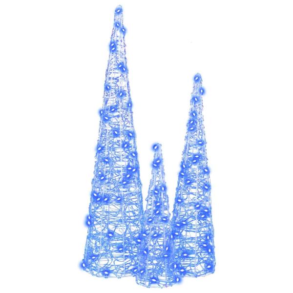 Weihnachtsbaum 3 stk. 90 LEDs Blau 20 x 20 x 80 cm Acryl