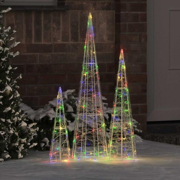 ARDEBO.de - Weihnachtsbaum 3 Stk. Mehrfarbig 20 x 20 x 80 cm Acryl 90 LEDs