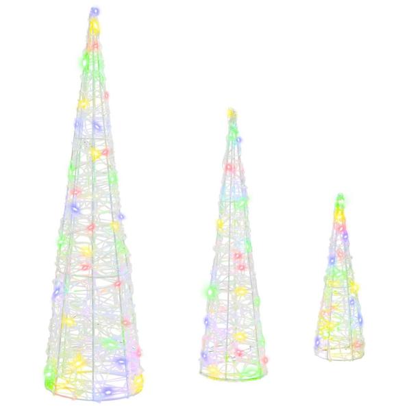 Weihnachtsbaum 3 Stk. Mehrfarbig 20 x 20 x 80 cm Acryl 90 LEDs