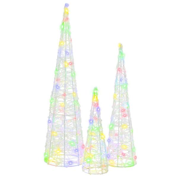 Weihnachtsbaum 3 Stk. Mehrfarbig 20 x 20 x 80 cm Acryl 90 LEDs