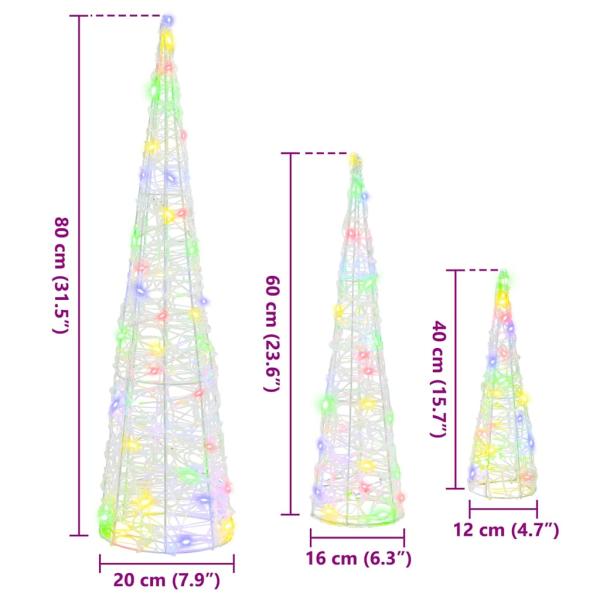 Weihnachtsbaum 3 Stk. Mehrfarbig 20 x 20 x 80 cm Acryl 90 LEDs