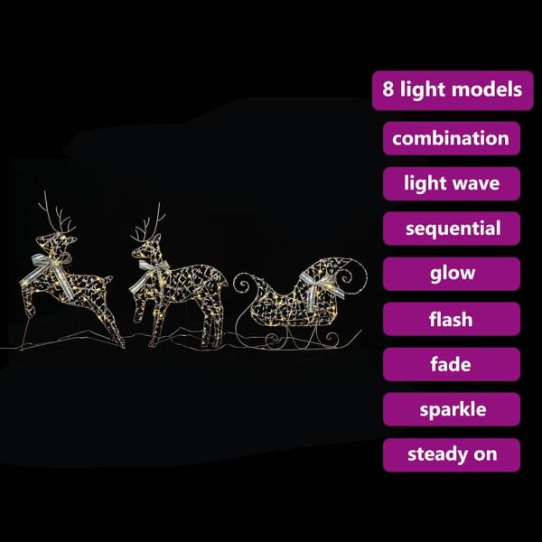 LED Rentiere 3 Stk. Warmes Weiß 44,5 x 18 x 66 cm PET 60 LEDs