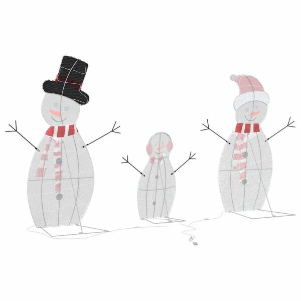 Beleuchtete Schneemann Familie 3 Stk. Warmes Weiß 56 x 80 cm