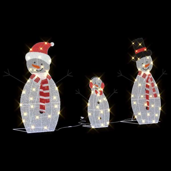 Beleuchtete Schneemann Familie 3 Stk. Warmes Weiß 56 x 80 cm