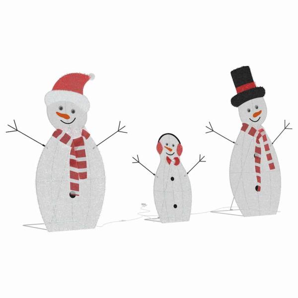 Beleuchtete Schneemann Familie 3 Stk. Warmes Weiß 56 x 80 cm