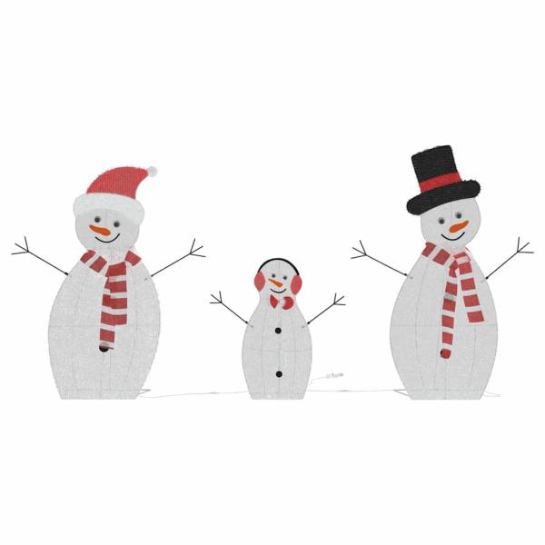 Beleuchtete Schneemann Familie 3 Stk. Warmes Weiß 56 x 80 cm