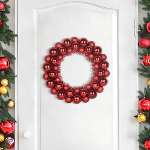 Weihnachtsballkränze 2 Stk. Rot 33 x 33 x 7 cm Polystyrol LEDs