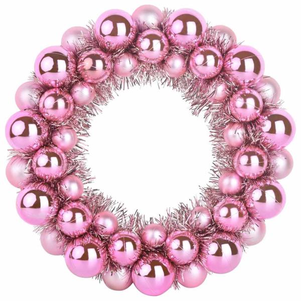 Weihnachtsballkränze 2 Stk. Rosa 33 x 33 x 7 cm Polystyrol LEDs