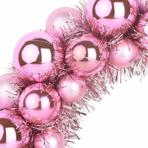 Weihnachtsballkränze 2 Stk. Rosa 33 x 33 x 7 cm Polystyrol LEDs