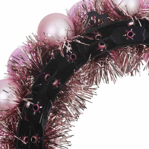 Weihnachtsballkränze 2 Stk. Rosa 33 x 33 x 7 cm Polystyrol LEDs