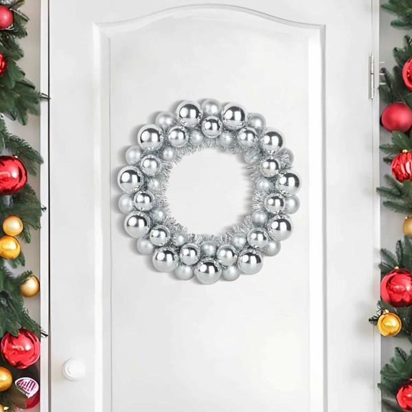 Weihnachtsballkränze 2 Stk. Silber 33 x 33 x 7 cm Polystyrol