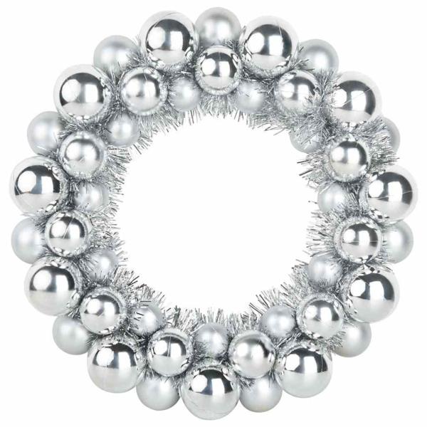 Weihnachtsballkränze 2 Stk. Silber 33 x 33 x 7 cm Polystyrol
