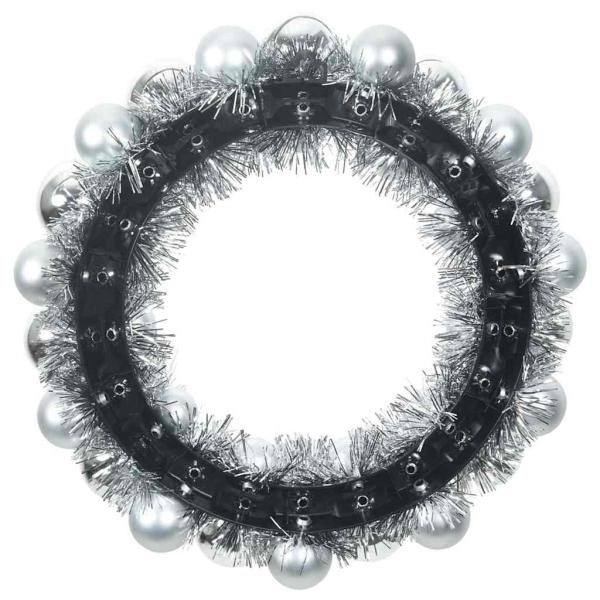 Weihnachtsballkränze 2 Stk. Silber 33 x 33 x 7 cm Polystyrol