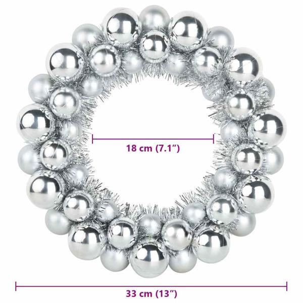 Weihnachtsballkränze 2 Stk. Silber 33 x 33 x 7 cm Polystyrol