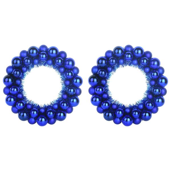 Weihnachtsballkränze 2 Stk. Blau 33 x 33 x 7 cm Polystyrol LEDs