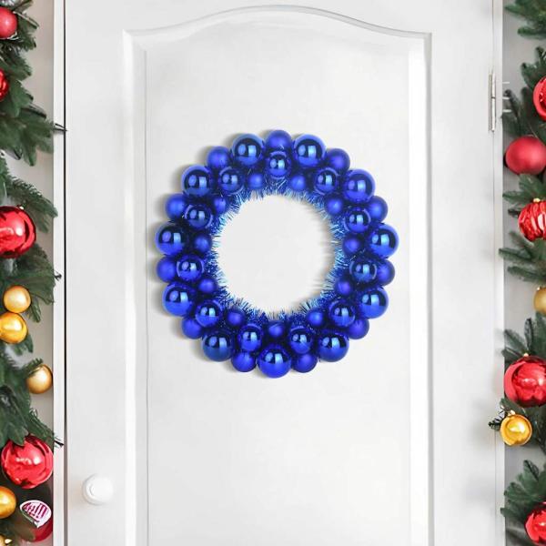Weihnachtsballkränze 2 Stk. Blau 33 x 33 x 7 cm Polystyrol LEDs
