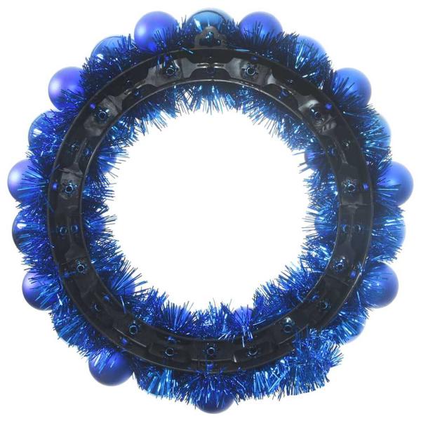 Weihnachtsballkränze 2 Stk. Blau 33 x 33 x 7 cm Polystyrol LEDs