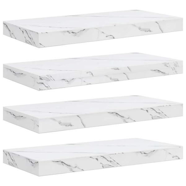 Wandregal 4 stk. Weiß Marmor 50 x 23,5 x 3,8 cm Holzwerkstoff