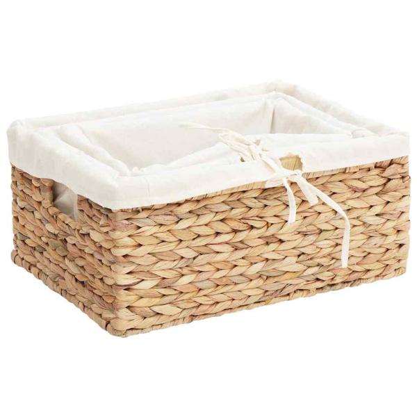 Aufbewahrungskörbe 3 stk. Wasserhyazinthe 40 x 30 x 18 cm Natur