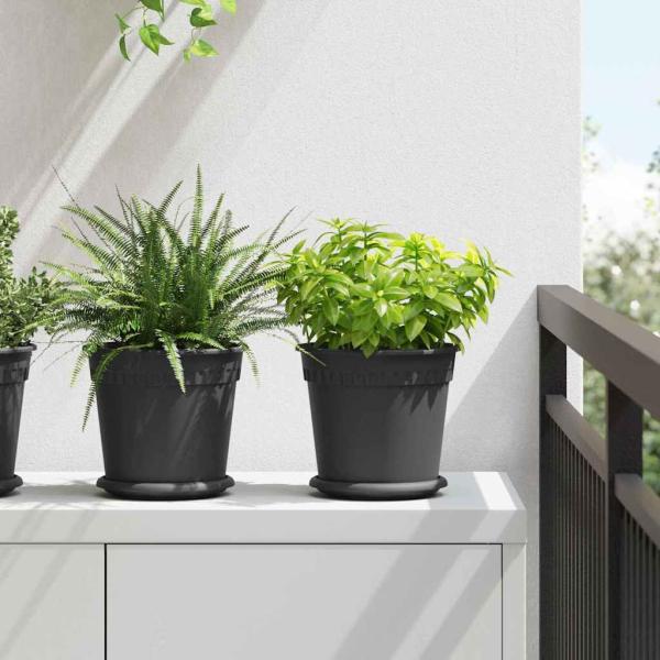 ARDEBO.de - Runder Blumentopf 24 stk. Schwarz Ø 19 x 16,5 cm Kunststoff