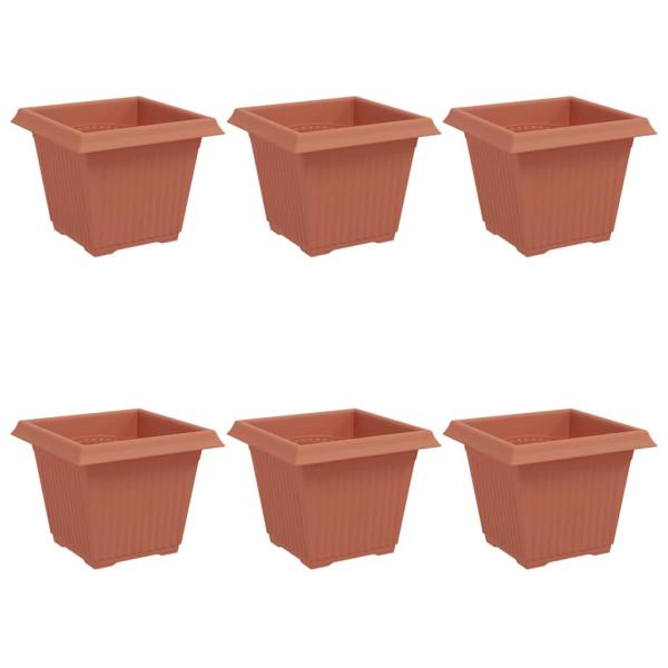 Quadratischer Blumentopf 6 Stk. Ziegelrot 20 x 20 x 16 cm