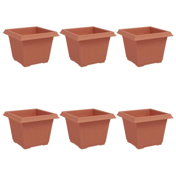 Quadratischer Blumentopf 6 stk. Ziegelrot 23 x 23 x 17,5 cm