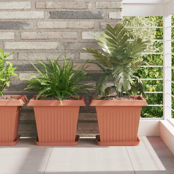 ARDEBO.de - Quadratischer Blumentopf 6 Stk. Ziegelrot 33 x 33 x 26 cm