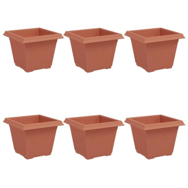 Quadratischer Blumentopf 6 Stk. Ziegelrot 33 x 33 x 26 cm