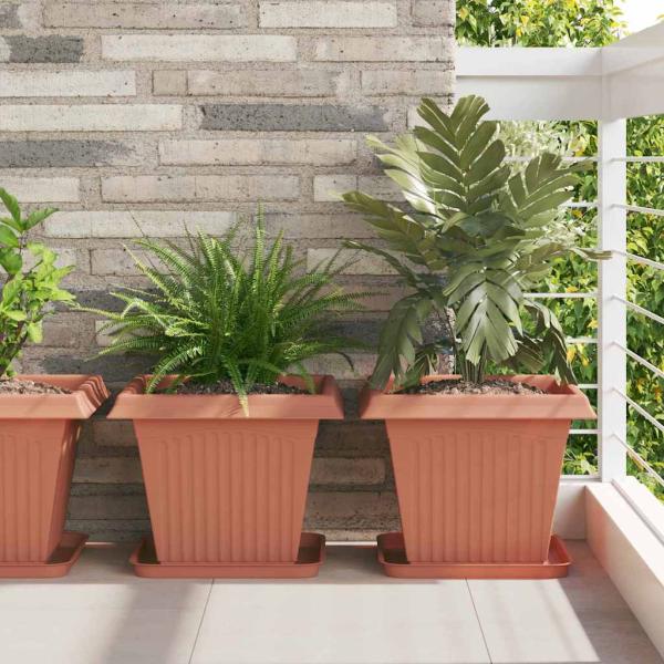 ARDEBO.de - Quadratischer Blumentopf 6 stk. Ziegelrot 38 x 38 x 30 cm