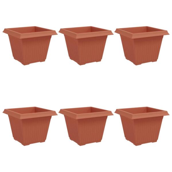 Quadratischer Blumentopf 6 Stk. Ziegelrot 43 x 43 x 33,5 cm