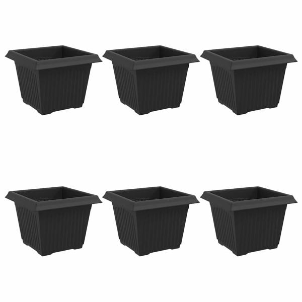 Quadratischer Blumentopf 6 stk. Schwarz 23 x 23 x 17,5 cm