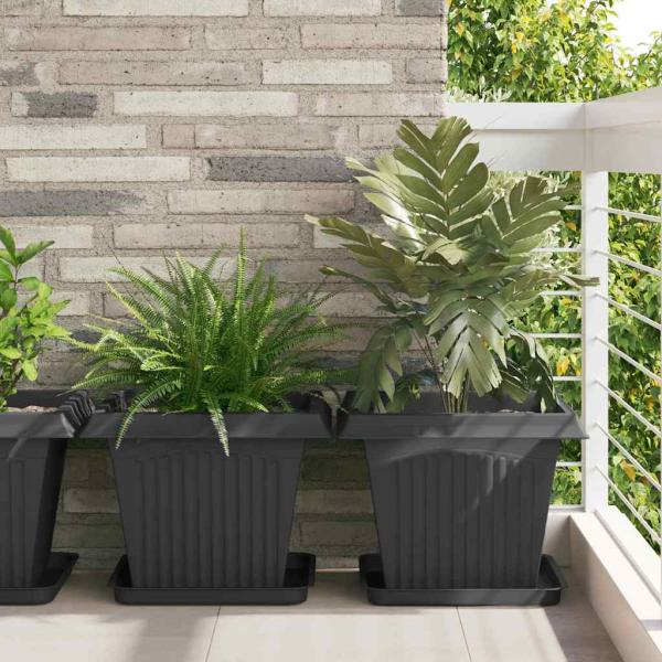 ARDEBO.de - Quadratischer Blumentopf 6 stk. Schwarz 43 x 43 x 33,5 cm