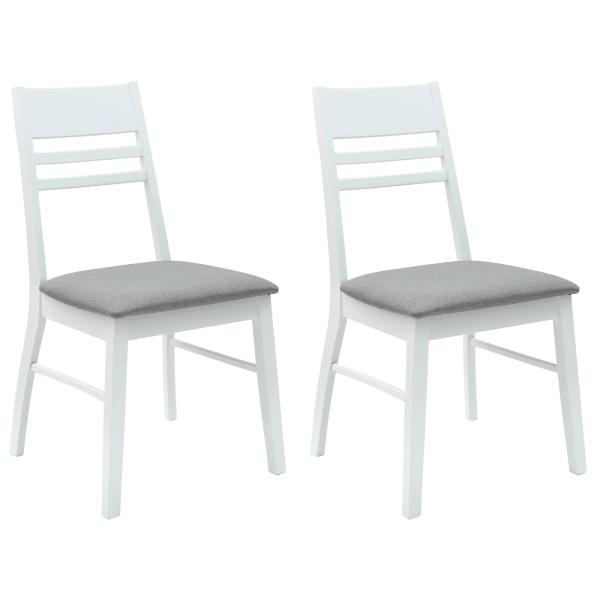 Esszimmerstühle 2 Stk. Massives Gummiholz Weiß 43 x 54 x 89 cm