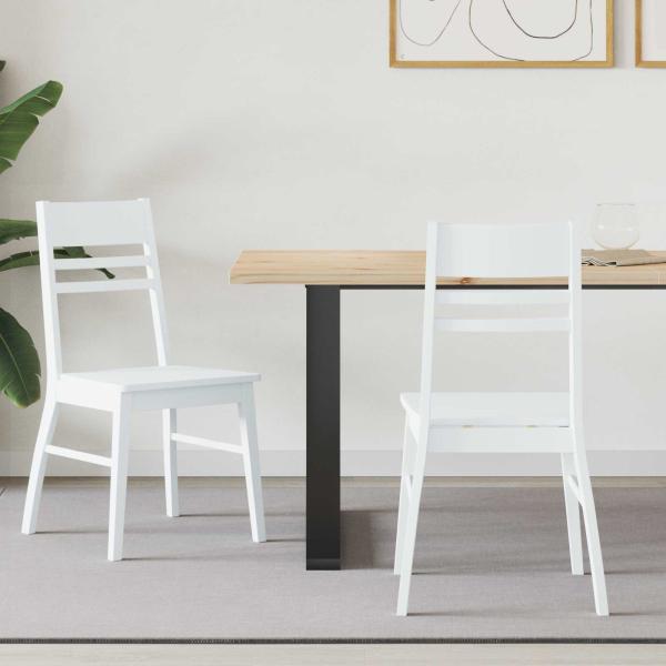 ARDEBO.de - Esszimmerstühle 2 Stk. Massives Gummiholz Weiß 43 x 54 x 89 cm