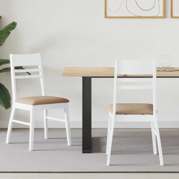 ARDEBO.de - Esszimmerstühle 2 Stk. Massives Gummiholz Weiß 43 x 54 x 89 cm