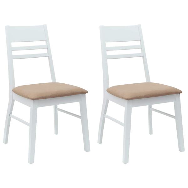 Esszimmerstühle 2 Stk. Massives Gummiholz Weiß 43 x 54 x 89 cm