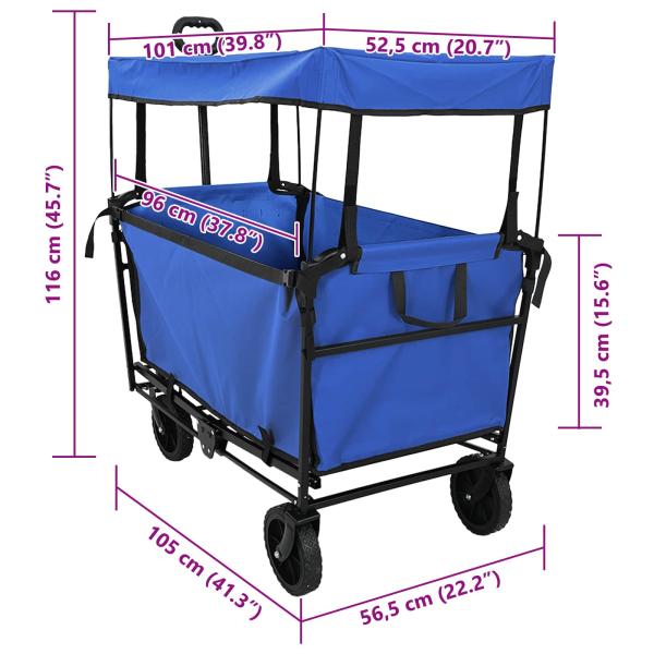 Klapp-Handwagen Schwarz 105 x 56,5 x 116 cm Oxford-Stoff