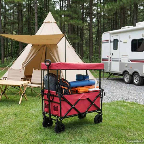 ARDEBO.de - Faltbarer Einkaufswagen mit Bremsen Rot 105 x 56,5 x 116 cm