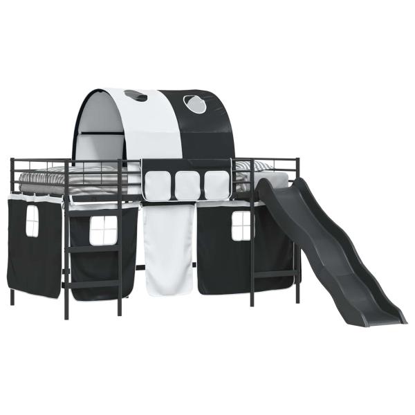 Etagenbett für Kinder mit Vorhängen Schwarz 80 x 200 cm Metall