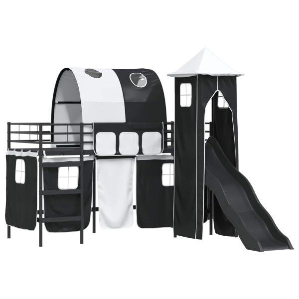 Kinder Etagenbett Gestell Uni Schwarz 90 x 190 cm Metall